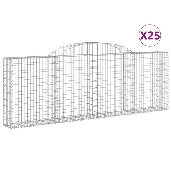 vidaXL Paniers à gabions arqués 25 Pièces 300x30x100/120 cm fer galvanisé