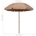 vidaXL Parasol de jardin avec mât en acier 240 cm taupe