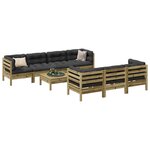 vidaXL Salon de jardin 8 Pièces avec coussins bois de pin imprégné
