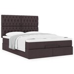 VidaXL Cadre de lit ottoman avec matelas marron foncé 140x190 cm tissu