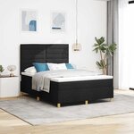 vidaXL Lit à ressort LED avec matelas Noir 140 x 190 cm tissu