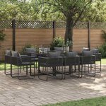 vidaXL Ensemble de salle à manger pour jardin 11 Pièces Noir Acier