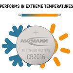Blister de 1 pile bouton lithium CR2016  3V ANSMANN