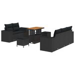 vidaXL Ensemble de canapé de jardin Manuel 8 Pièces Noir 90 x 55 x 71 cm