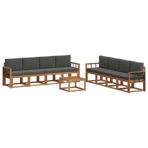 vidaXL Ensemble de canapés d'extérieur 9 pc Naturel et Anthracite