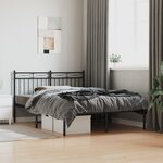 vidaXL Cadre de lit métal sans matelas avec tête de lit noir 140x190cm