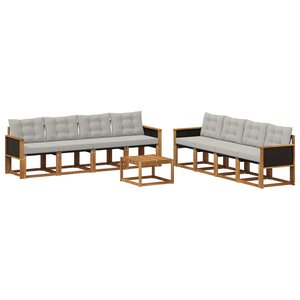 vidaXL Ensemble de canapés d'extérieur 9 pc Naturel et gris clair