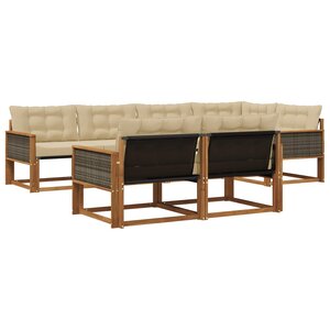 vidaXL Ensemble de canapés d'extérieur 7 pc Naturel et Beige
