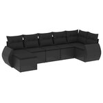 vidaXL Salon de jardin 7 Pièces avec coussins noir résine tressée