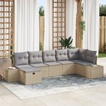 vidaXL Ensemble de canapé de jardin 7 pièces avec coussins beige poly rotin