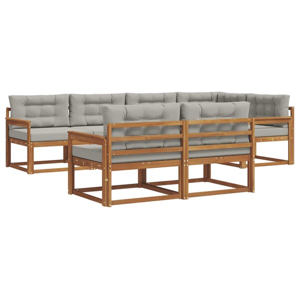 vidaXL Ensemble de canapés d'extérieur 8 pc Naturel et gris clair