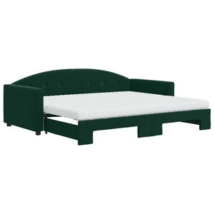 vidaXL Lit de jour avec gigogne et matelas vert foncé 90x200cm velours