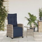 vidaXL Chaise inclinable de jardin et repose-pied gris résine tressée