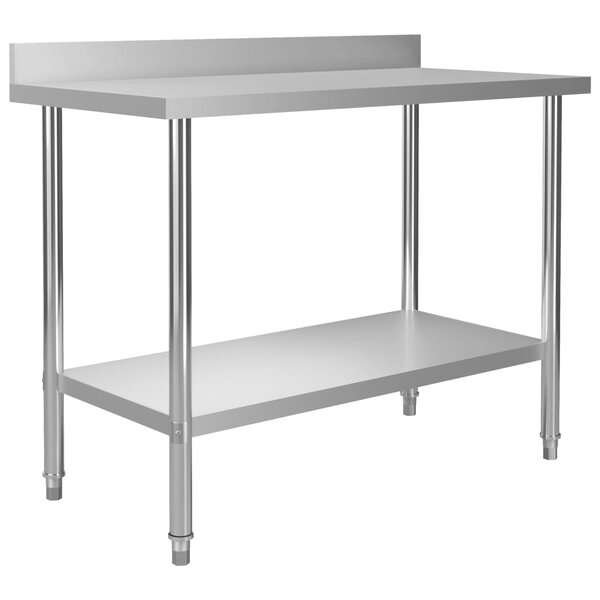 vidaXL Table de travail de cuisine avec dosseret 120x60x93 cm Inox