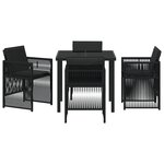 vidaXL Ensemble de repas de jardin 5 pièces avec coussins en poly rotin noir