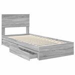 vidaXL Lit de Rangement Gris Sonoma 90 x 200 cm Bois d'ingénierie