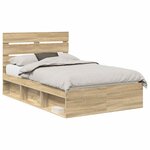 vidaXL Cadre de lit Chêne Sonoma 135 x 190 cm Pin massif