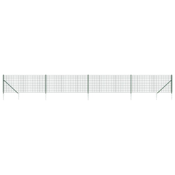 vidaXL Clôture en treillis métallique et piquet d'ancrage vert 1x10m