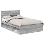 vidaXL Cadre de lit Gris Sonoma 120 x 190 cm Bois d'ingénierie