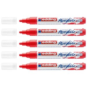 Marqueur Acrylique 5100 Rouge Trafic Pointe Moyenne 2-3 mm x 5 EDDING
