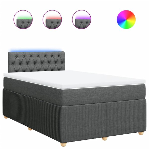 vidaXL Sommier à lattes de lit avec matelas Gris foncé 120x200cm Tissu