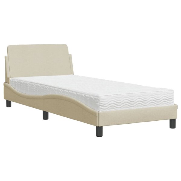 vidaXL Lit avec matelas Dover crème 90x200 cm tissu