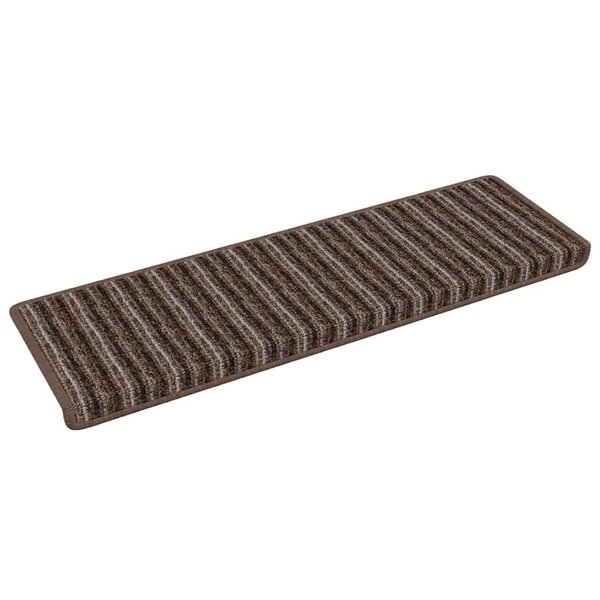 vidaXL Tapis d'escalier auto-adhésifs 15 Pièces Marron 65 x 21 x 4 cm