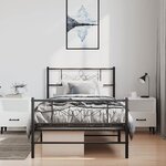 vidaXL Cadre de lit métal sans matelas et pied de lit noir 100x200 cm
