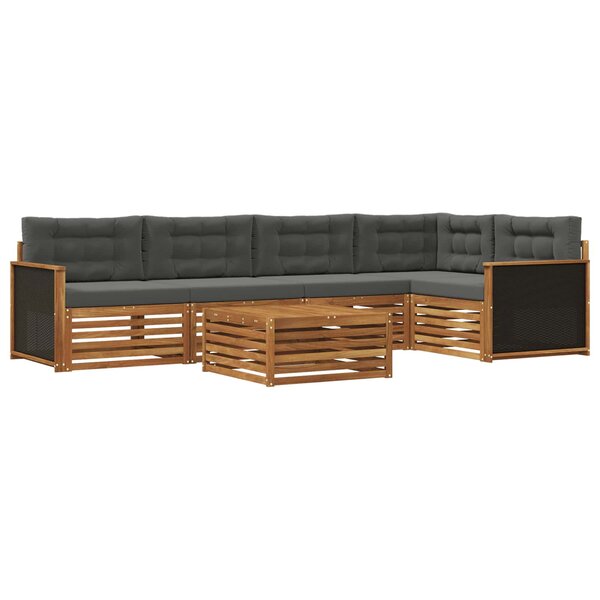 vidaXL Ensemble de canapés d'extérieur 6 Pièces Naturel et Anthracite