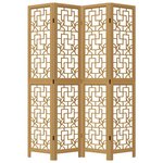 vidaXL Cloison de séparation 4 panneaux marron bois paulownia massif