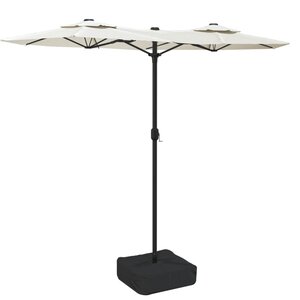 vidaXL Parasol de jardin à double tête avec LED blanc sable 316x145 cm