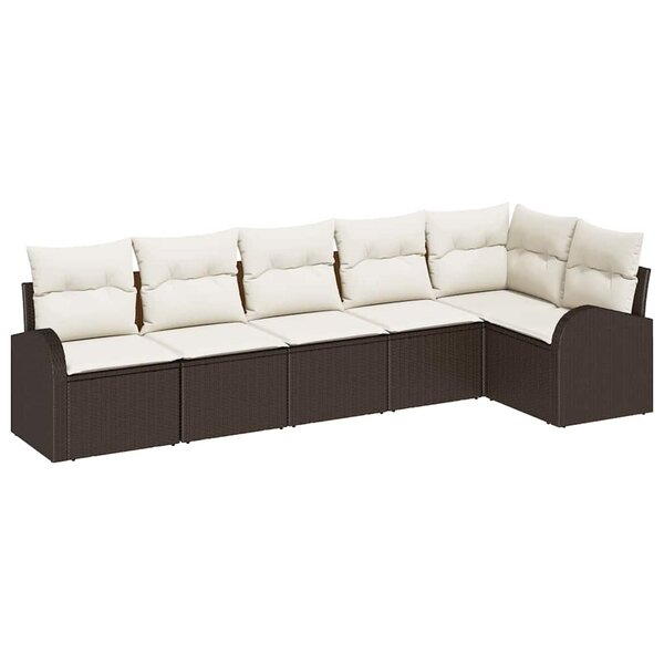 vidaXL Ensemble de canapé de jardin 6 Pièces Marron et blanc Poly rotin