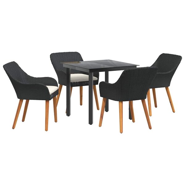 vidaXL Ensemble de salle à manger pour jardin 5 Pièces Noir polyrotin