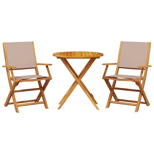 vidaXL Ensemble de bistro 3 Pièces taupe tissu et bois massif