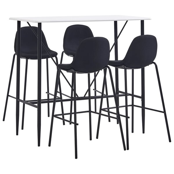 vidaXL Ensemble de bar 5 Pièces Tissu Noir