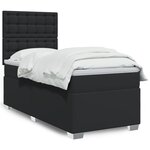 vidaXL Sommier à lattes de lit avec matelas Noir 90x190 cm Similicuir