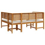 Ensemble de banc de jardin 3 pièces avec coussins en bois d'acacia