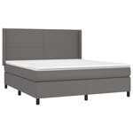 vidaXL Sommier à lattes de lit matelas LED Gris 160x200 cm Similicuir