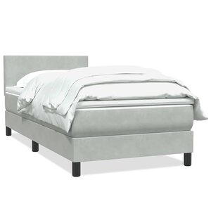 vidaXL Sommier à lattes de lit et matelas gris clair 90x210 cm velours