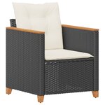 vidaXL Chaise de jardin avec coussins noir résine tressée