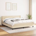 vidaXL Sommier à lattes de lit avec matelas Crème 160x200 cm Tissu