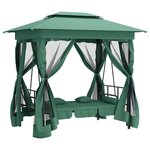 vidaXL Tonnelle de jardin banc pivotant convertible vert tissu acier