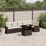vidaXL Salon de jardin avec coussins 7 Pièces marron résine tressée