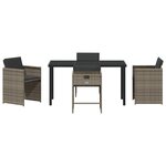 vidaXL Ensemble de salle à manger de jardin 5 pièces avec coussins gris en poly rotin
