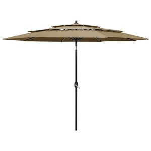 vidaXL Parasol de jardin à 3 niveaux avec mât en aluminium taupe 3 m