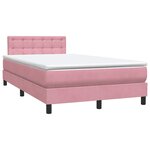vidaXL Sommier à lattes de lit avec matelas et LED rose 120x220 cm velours
