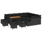 vidaXL Ensemble de canapé de jardin 13 Pièces Noir Poly rotin