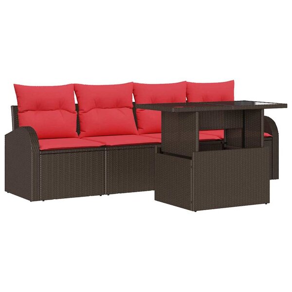 vidaXL Ensemble de canapé de jardin 5 Pièces Marron Poly Rattan
