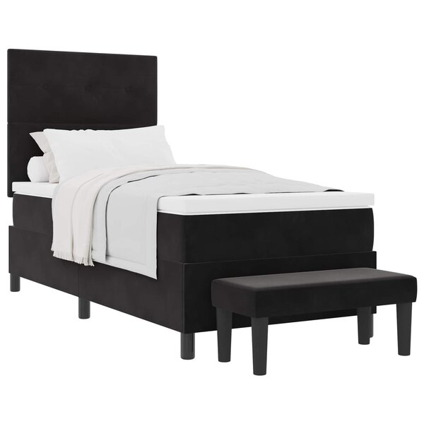 vidaXL Lit à ressorts avec coussin Noir 200 x 90 cm Velours