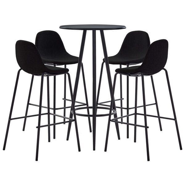 vidaXL Ensemble de bar 5 Pièces Tissu Noir